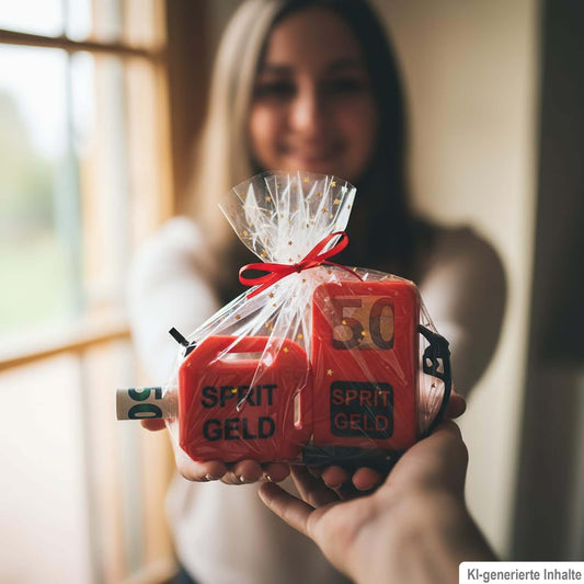 R-Satz Shop Spritgeld Geldgeschenk Verpackung – 3D Tanksäule & Kanister – Kreative Geschenkidee für Tankgutscheine, Führerschein, Auto, Freunde oder Geburtstag