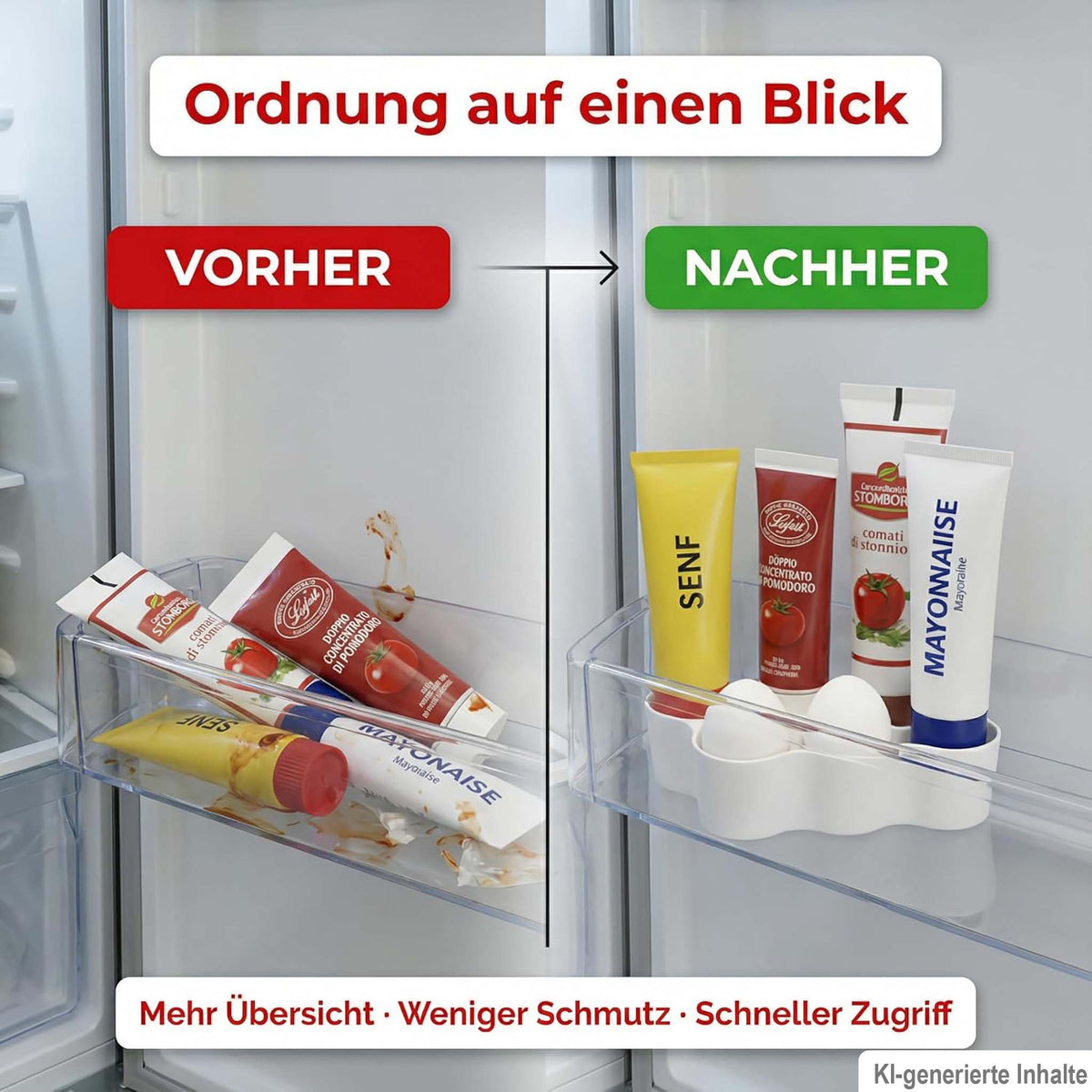 Tuben- & Eierhalter 2-in-1 – Kühlschrank-Organizer für 6 Tuben oder 6 Eier - Ordnung made by R-Satz Shop