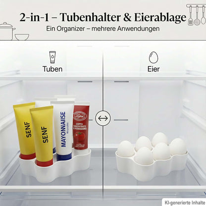 Tuben- & Eierhalter 2-in-1 – Kühlschrank-Organizer für 6 Tuben oder 6 Eier - Ordnung made by R-Satz Shop
