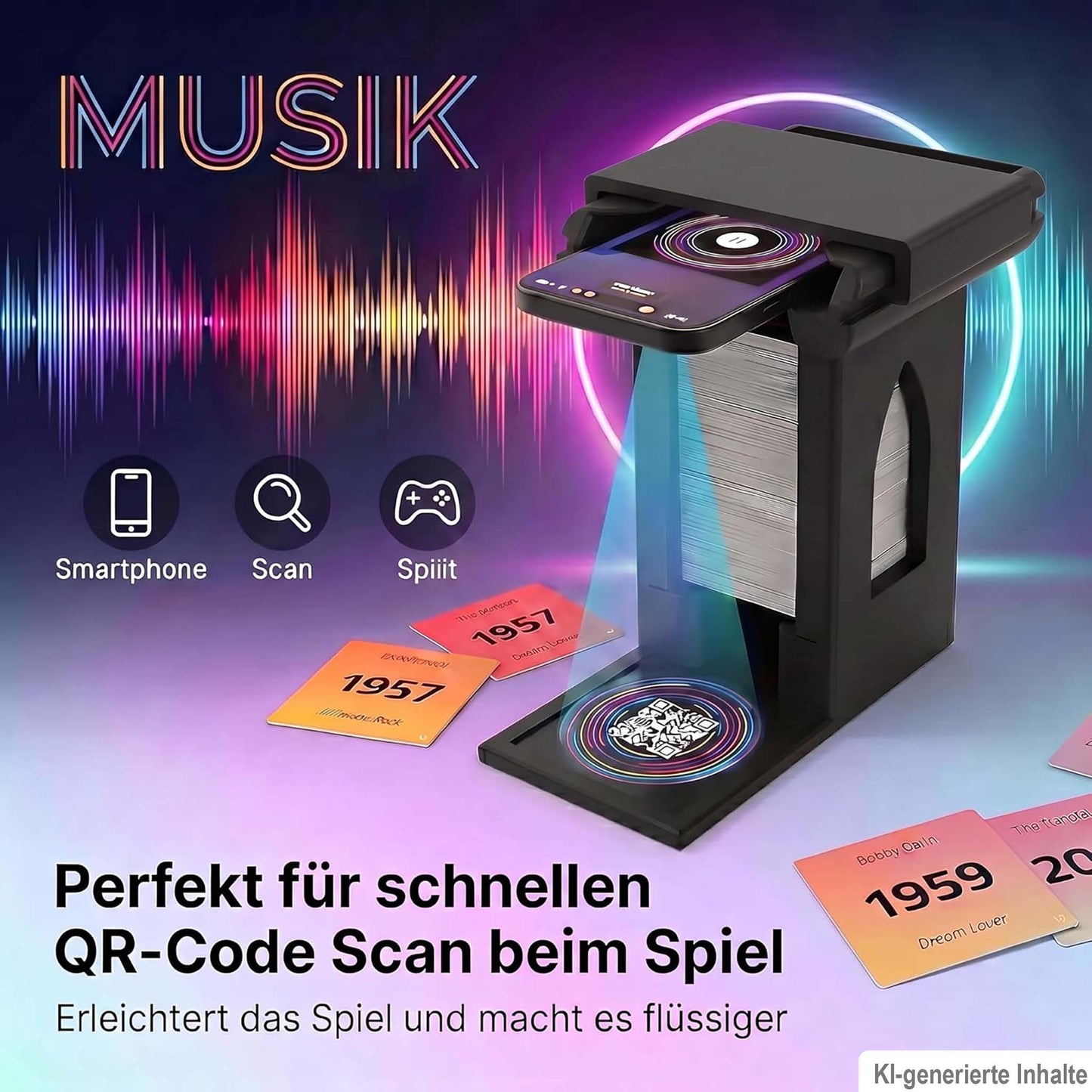 Hitster Turm – Handyhalterung & Kartenhalter passend für Hitster