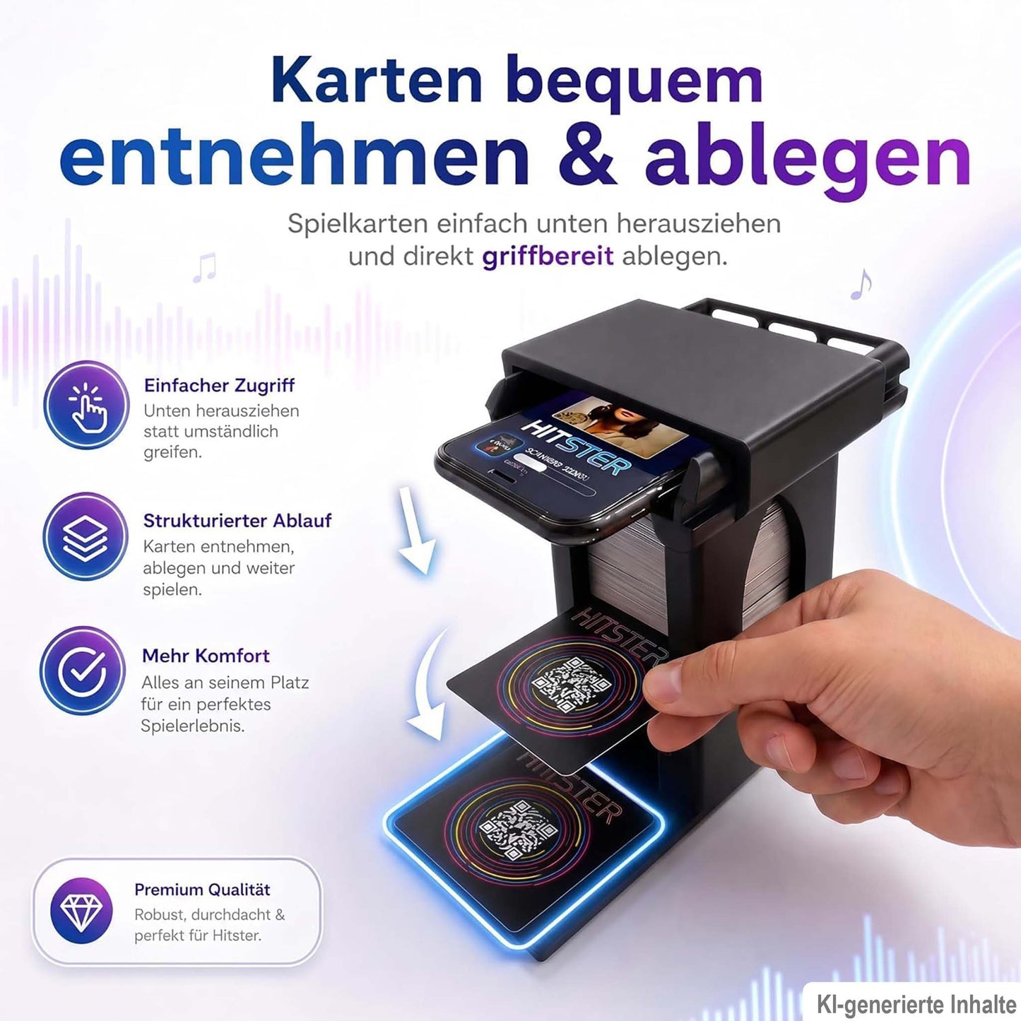 Hitster Turm – Handyhalterung & Kartenhalter passend für Hitster