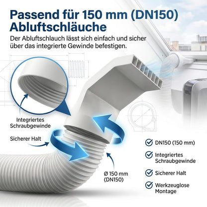 Fensteradapter für Kippfenster mit 150 mm Abluftschlauch