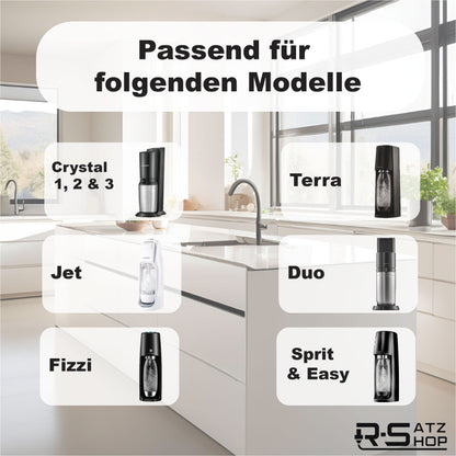 Ersatzmutter passend für Sodastream 2 Stück Kompatibel mit Crystal 1, 2 & 3, Duo, Jet, Spirit, Easy, Terra - Zubehör, Wassersprudler, Sprudelwasser, Reparatur, Schlauchanschluss - Made by R-Satz Shop