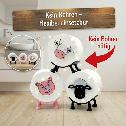 Toilettenpapierhalter Schaf, Schwein & Kuh (3er Set) - Toilettenschaf stehend, Klorollenhalter ohne Bohren, Klopapierhalter Tiermotive als Aufbewahrung oder als Geschenk - Made by R-Satz Shop