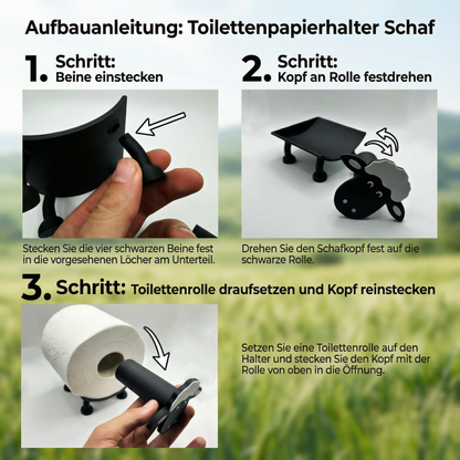 Toilettenpapierhalter Schaf, Schwein & Kuh (3er Set) - Toilettenschaf stehend, Klorollenhalter ohne Bohren, Klopapierhalter Tiermotive als Aufbewahrung oder als Geschenk - Made by R-Satz Shop