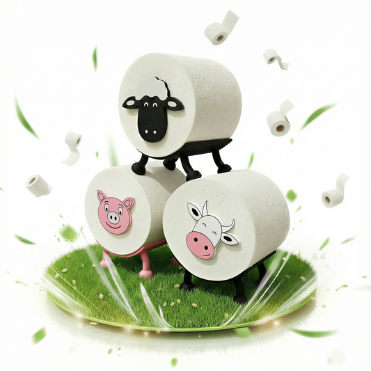 Toilettenpapierhalter Schaf, Schwein & Kuh (3er Set) - Toilettenschaf stehend, Klorollenhalter ohne Bohren, Klopapierhalter Tiermotive als Aufbewahrung oder als Geschenk - Made by R-Satz Shop