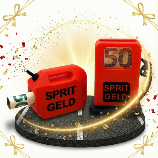 R-Satz Shop Spritgeld Geldgeschenk Verpackung – 3D Tanksäule & Kanister – Kreative Geschenkidee für Tankgutscheine, Führerschein, Auto, Freunde oder Geburtstag