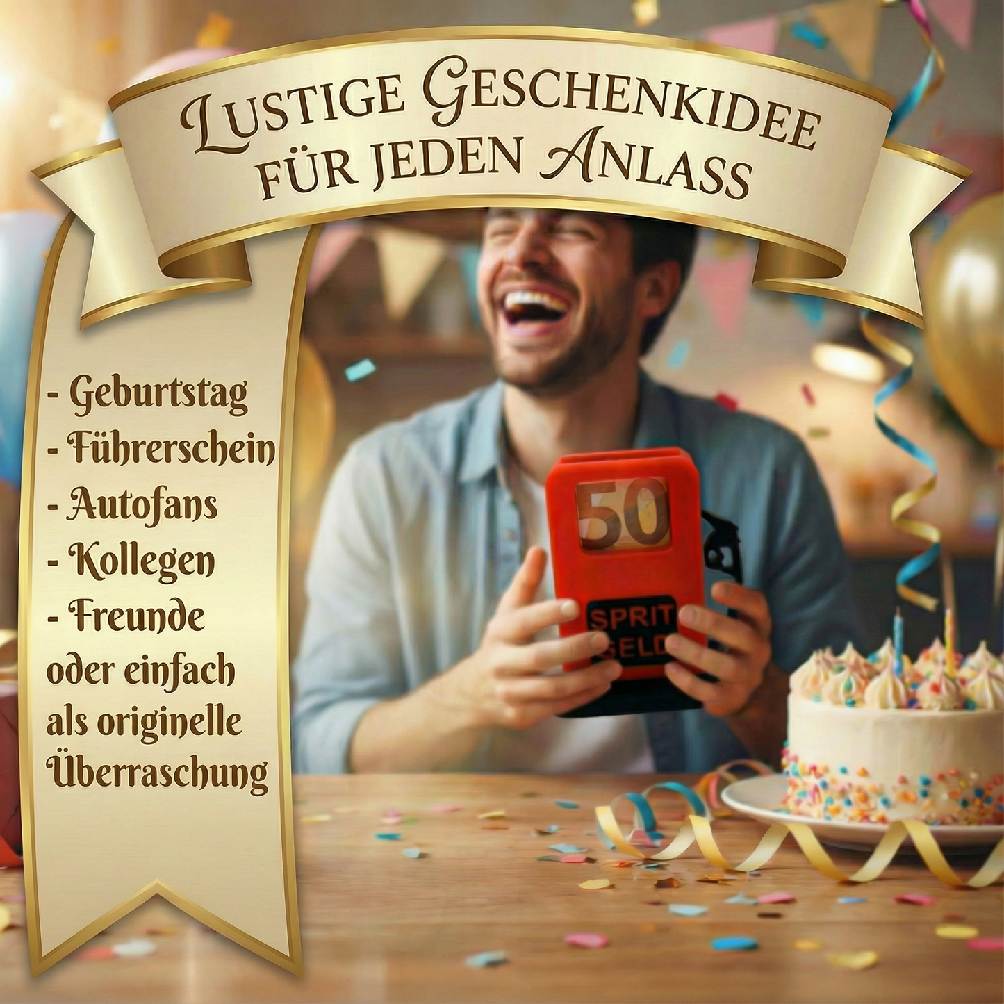 R-Satz Shop Spritgeld Geldgeschenk Verpackung – 3D Tanksäule & Kanister – Kreative Geschenkidee für Tankgutscheine, Führerschein, Auto, Freunde oder Geburtstag