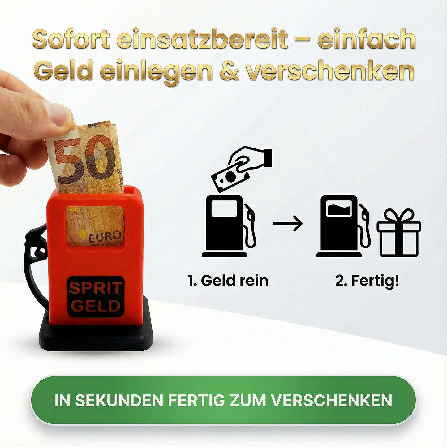 R-Satz Shop Spritgeld Geldgeschenk Verpackung – 3D Tanksäule & Kanister – Kreative Geschenkidee für Tankgutscheine, Führerschein, Auto, Freunde oder Geburtstag