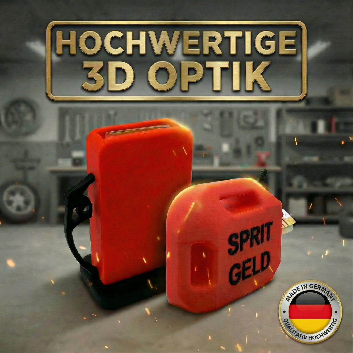 R-Satz Shop Spritgeld Geldgeschenk Verpackung – 3D Tanksäule & Kanister – Kreative Geschenkidee für Tankgutscheine, Führerschein, Auto, Freunde oder Geburtstag