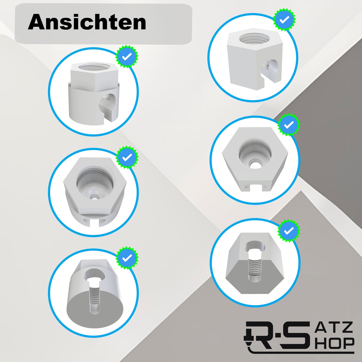 Ersatzmutter passend für Sodastream 2 Stück Kompatibel mit Crystal 1, 2 & 3, Duo, Jet, Spirit, Easy, Terra - Zubehör, Wassersprudler, Sprudelwasser, Reparatur, Schlauchanschluss - Made by R-Satz Shop