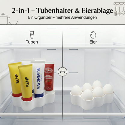Tuben- & Eierhalter 2-in-1 – Kühlschrank-Organizer für 6 Tuben oder 6 Eier - Ordnung made by R-Satz Shop