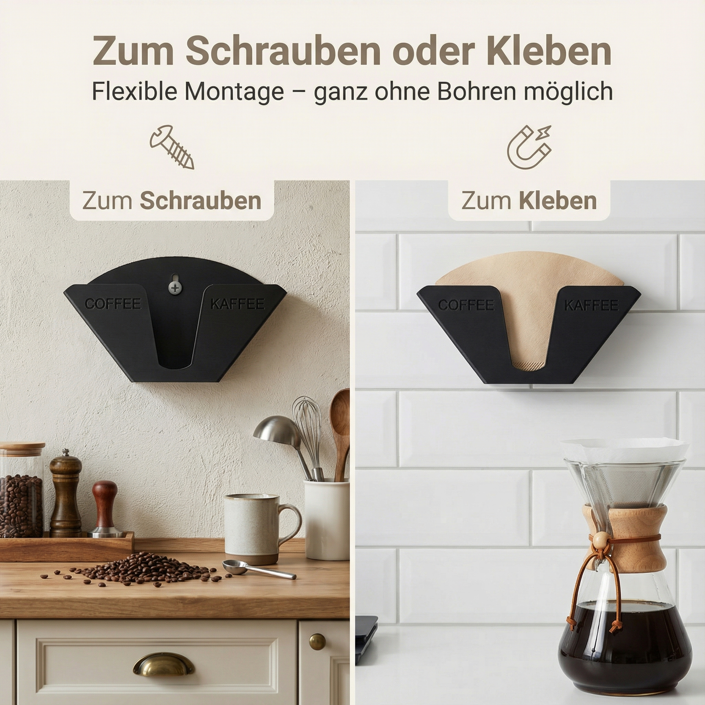 Kaffeefilterhalter Ständer – Wandhalter für Kaffeefilter Aufbewahrung aus Papier | R-Satz Shop