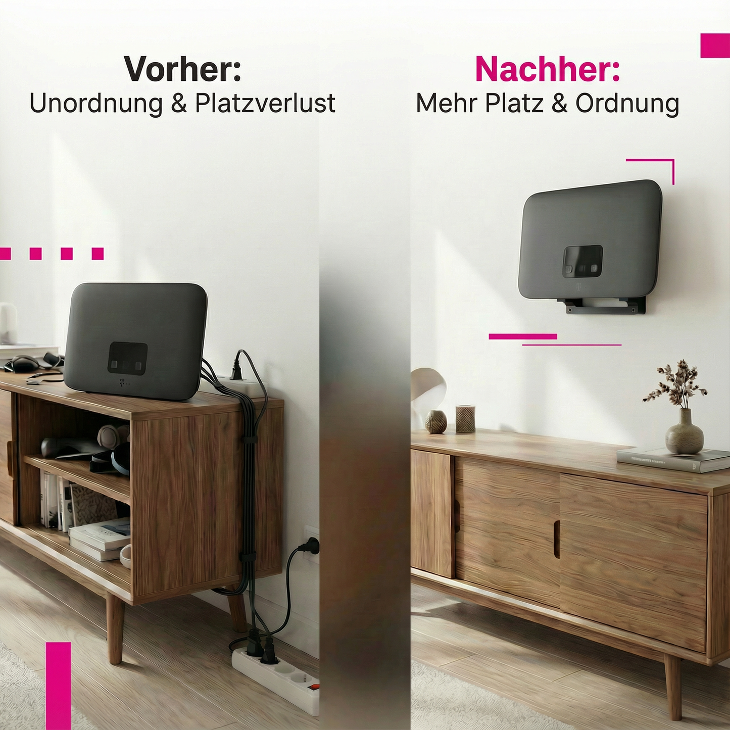 R-Satz Shop Wandhalterung passend für Telekom Speedport Smart 4 Router - Halter WLAN Wandhalter Smart Halterung - Schwarz