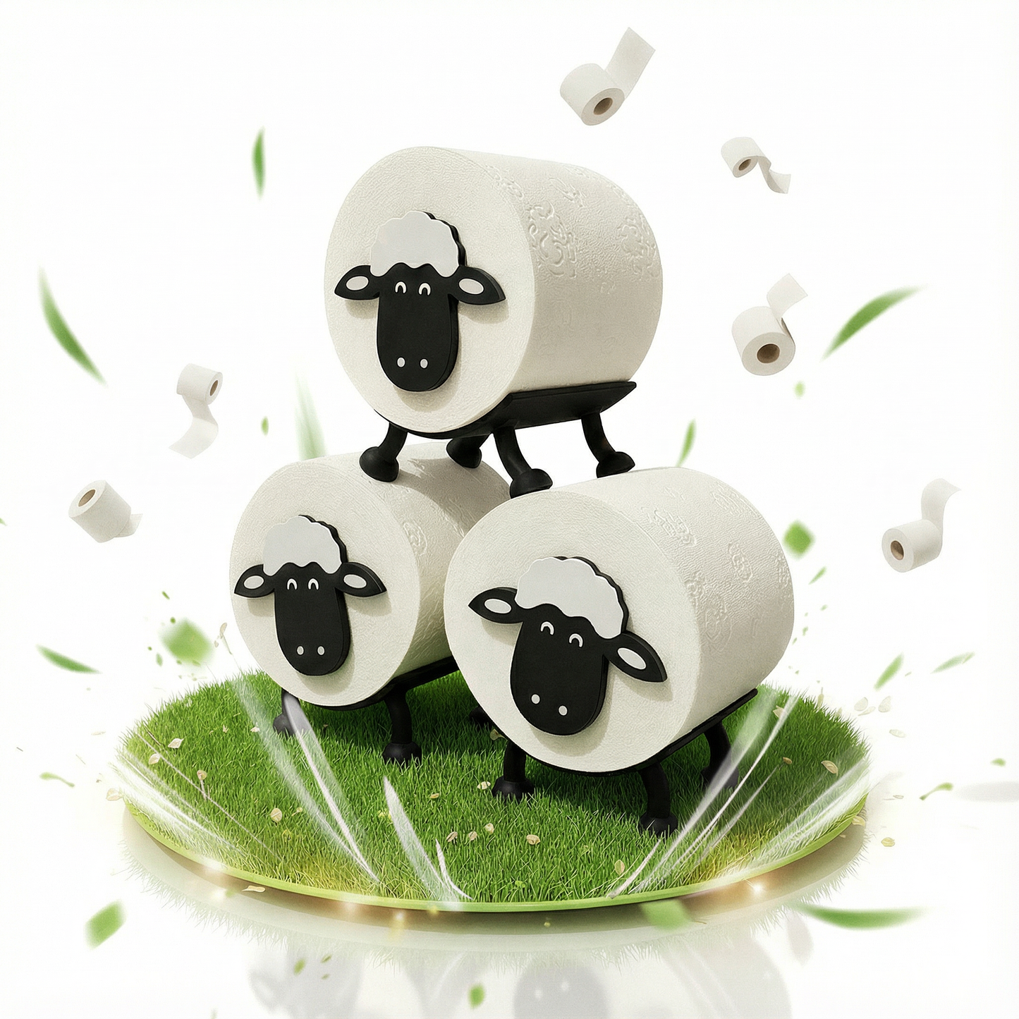 Toilettenpapierhalter Schaf (3 Stück) für 38 und 42mm Rollen - Toilettenschaf, Toilettenpapier, Klorollenhalter, Klopapierhalter Aufbewahrung oder als Geschenk - Made by R-Satz Shop