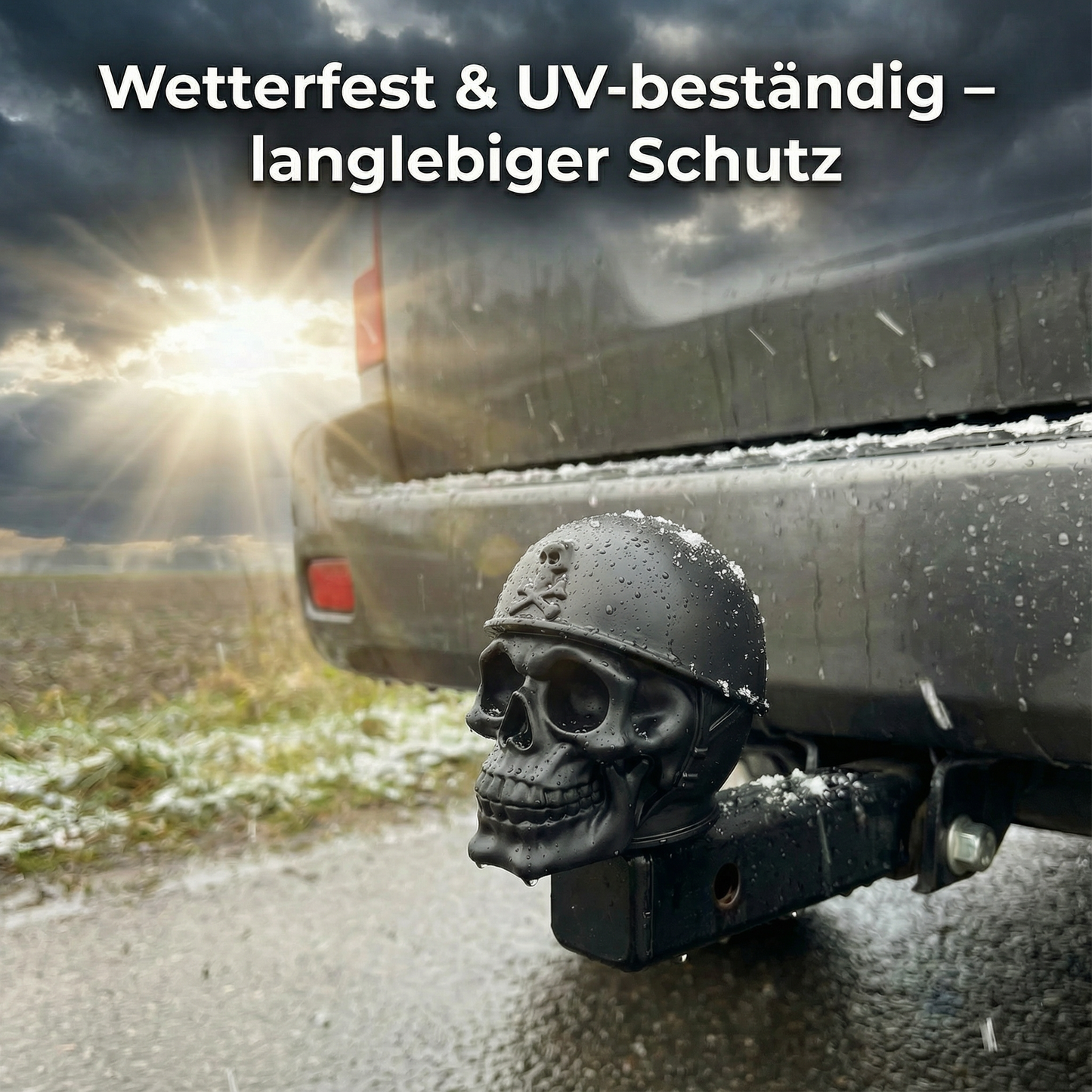 Totenkopf Anhängerkupplung Abdeckung für 50 mm Kugelkopf – Schädel Design Schutzkappe – Universal für Auto & SUV – Robuster Kunststoff – R-Satz Shop