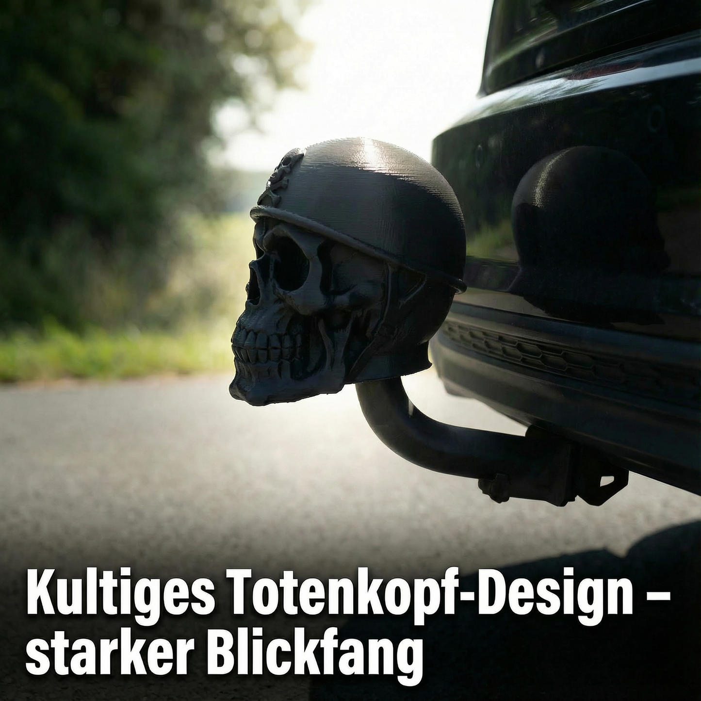 Totenkopf Anhängerkupplung Abdeckung für 50 mm Kugelkopf – Schädel Design Schutzkappe – Universal für Auto & SUV – Robuster Kunststoff – R-Satz Shop