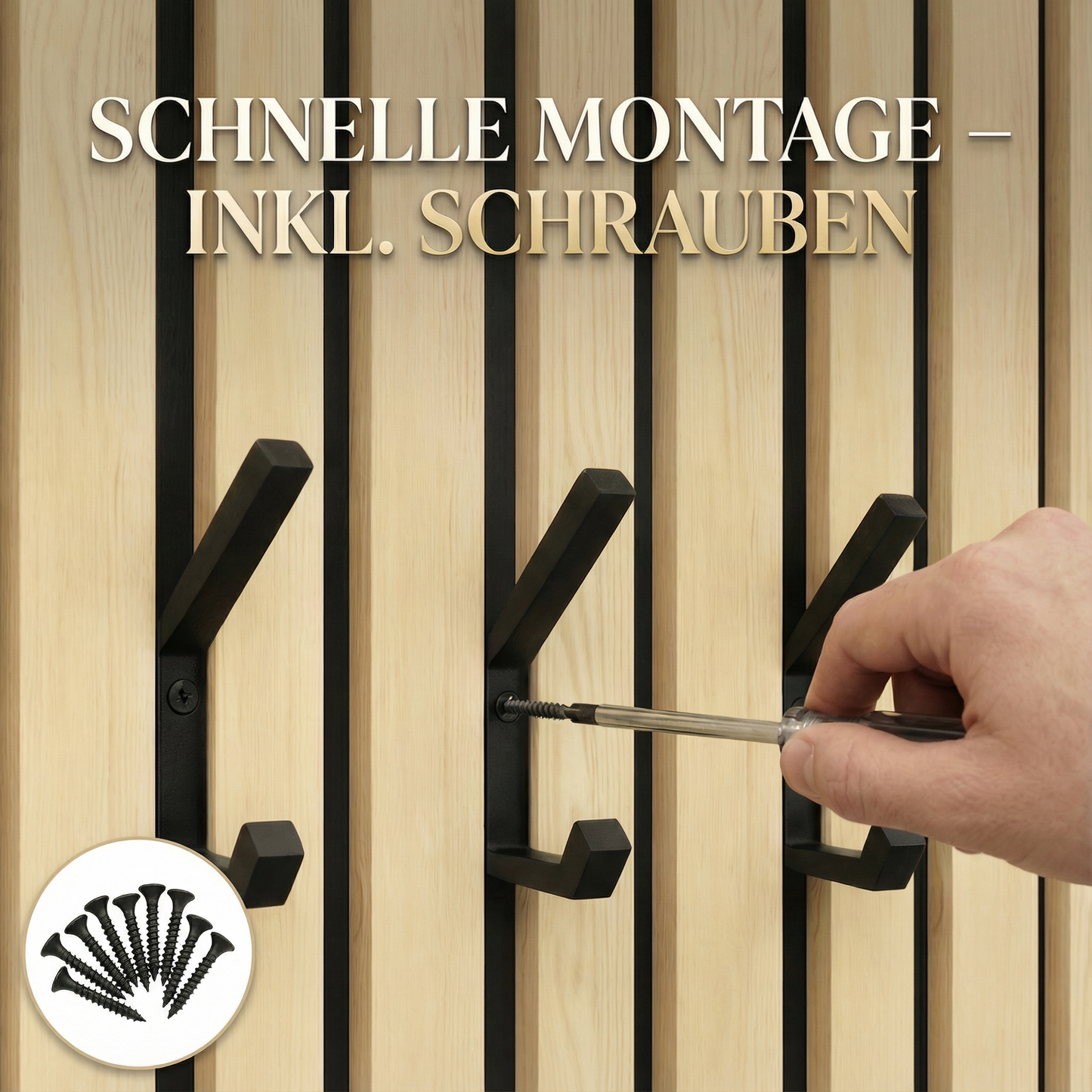 10er Set Haken für Akustikpaneele – Wand- & Kleiderhaken inkl. Schrauben | R-Satz Shop