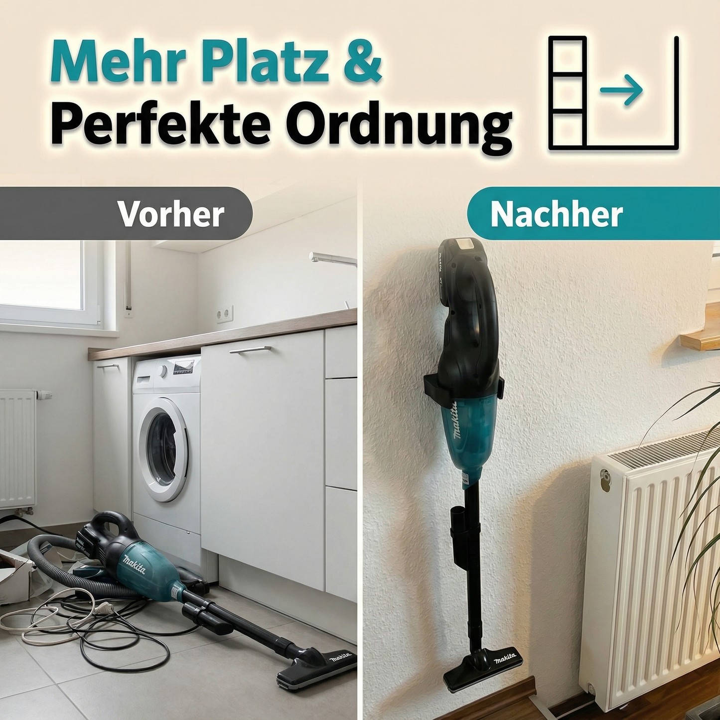 Staubsauger Wandhalterung für Makita DCL Serie – Akku-Sauger Halterung zur Wandmontage | R-Satz Shop