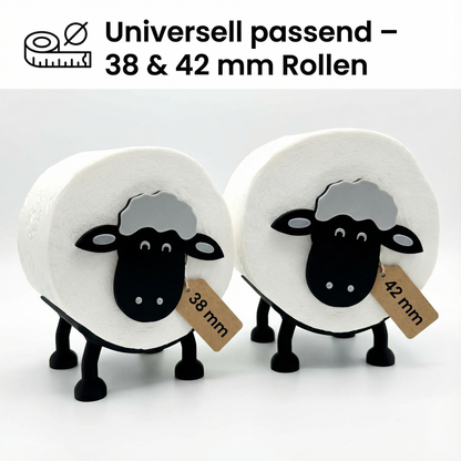 Toilettenpapierhalter Schaf für 38 und 42mm Rollen - Toilettenschaf, Toilettenpapier, Klorollenhalter, Klopapierhalter Aufbewahrung oder als Geschenk - Made by R-Satz Shop
