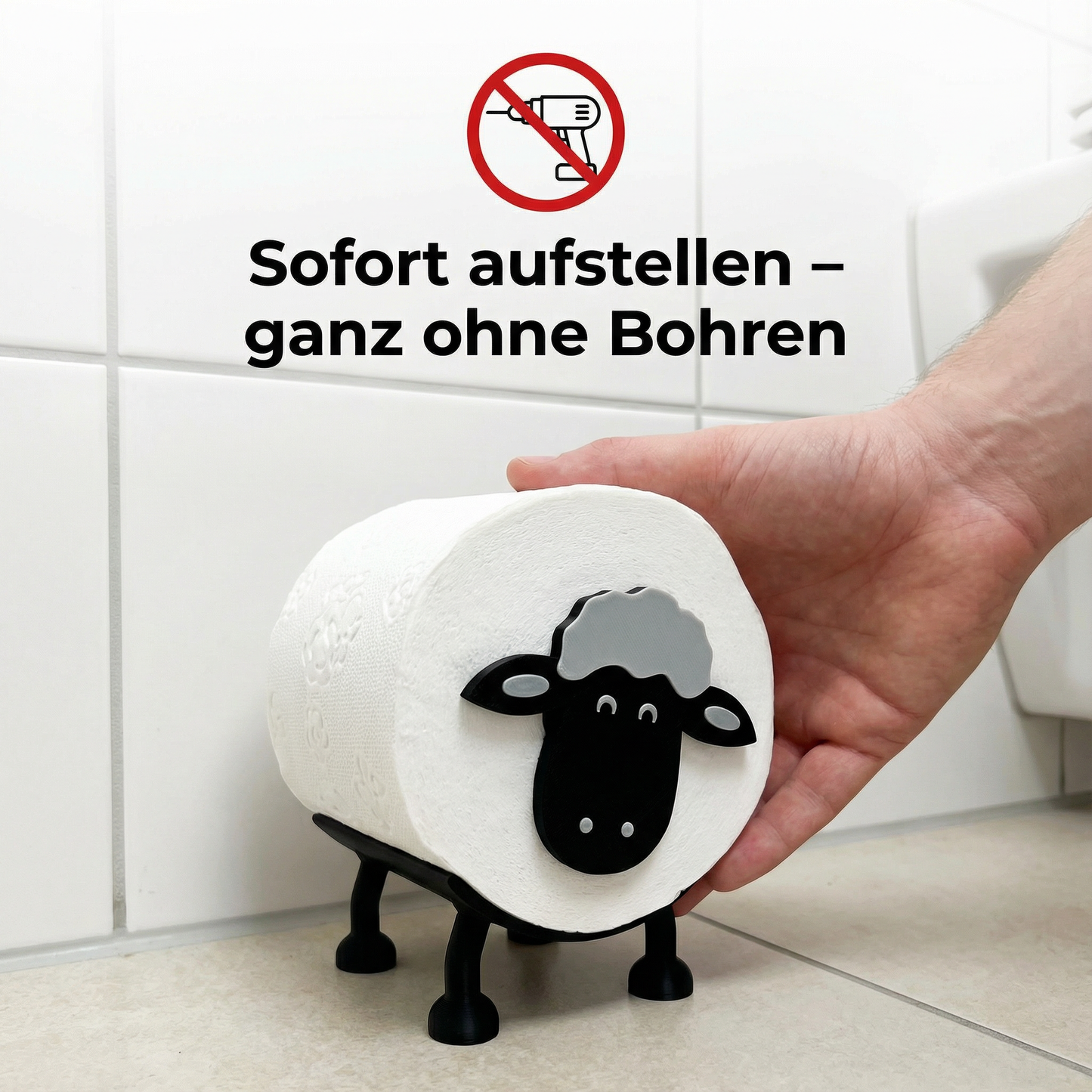 Toilettenpapierhalter Schaf für 38 und 42mm Rollen - Toilettenschaf, Toilettenpapier, Klorollenhalter, Klopapierhalter Aufbewahrung oder als Geschenk - Made by R-Satz Shop