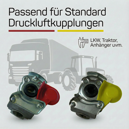 Staubkappe für Kupplungskopf – Rot & Gelb – Druckluftkopf Ersatzdeckel für LKW & Traktor – 1er / 5er / 10er Set | R-Satz Shop