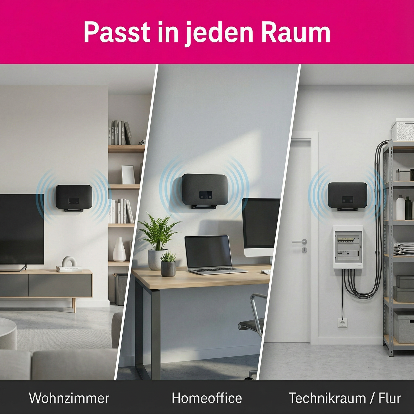 R-Satz Shop Wandhalterung passend für Telekom Speedport Smart 4 Router - Halter WLAN Wandhalter Smart Halterung - Schwarz