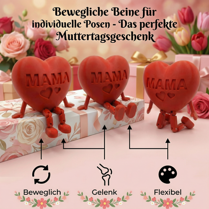 Muttertagsgeschenk Herz Deko mit beweglichen Beinen – Süße „Mama“ 3D Figur