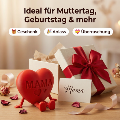 Muttertagsgeschenk Herz Deko mit beweglichen Beinen – Süße „Mama“ 3D Figur