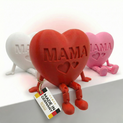 Muttertagsgeschenk Herz Deko mit beweglichen Beinen – Süße „Mama“ 3D Figur