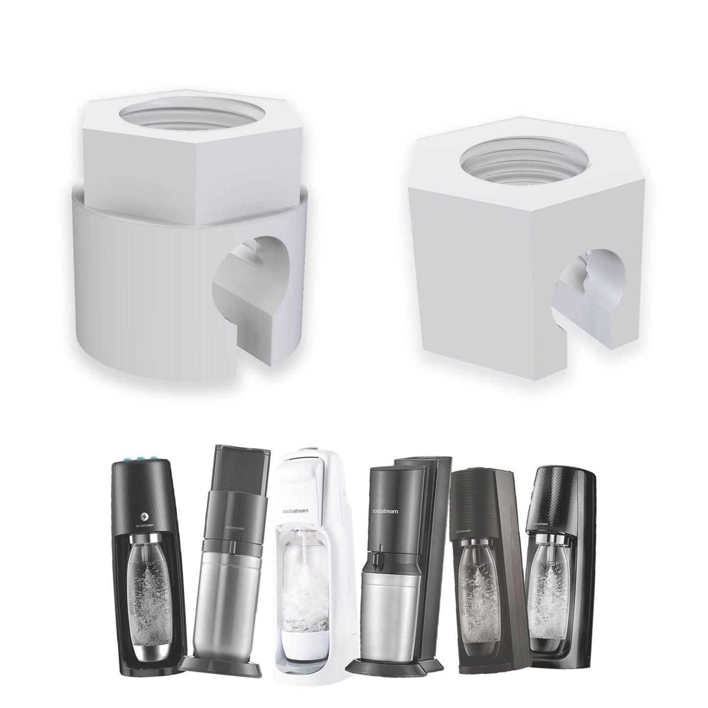 Ersatzmutter passend für Sodastream 2 Stück Kompatibel mit Crystal 1, 2 & 3, Duo, Jet, Spirit, Easy, Terra - Zubehör, Wassersprudler, Sprudelwasser, Reparatur, Schlauchanschluss - Made by R-Satz Shop