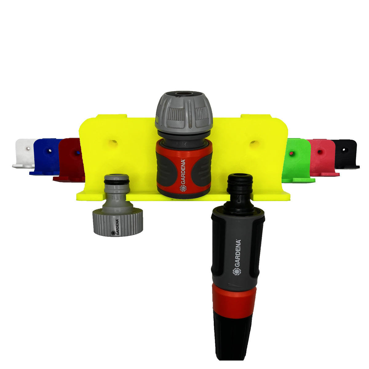 R-Satz Shop Wandhalterung passend für Gardena Schläuche - Halter für Adapter, Geräte, Spritzen usw