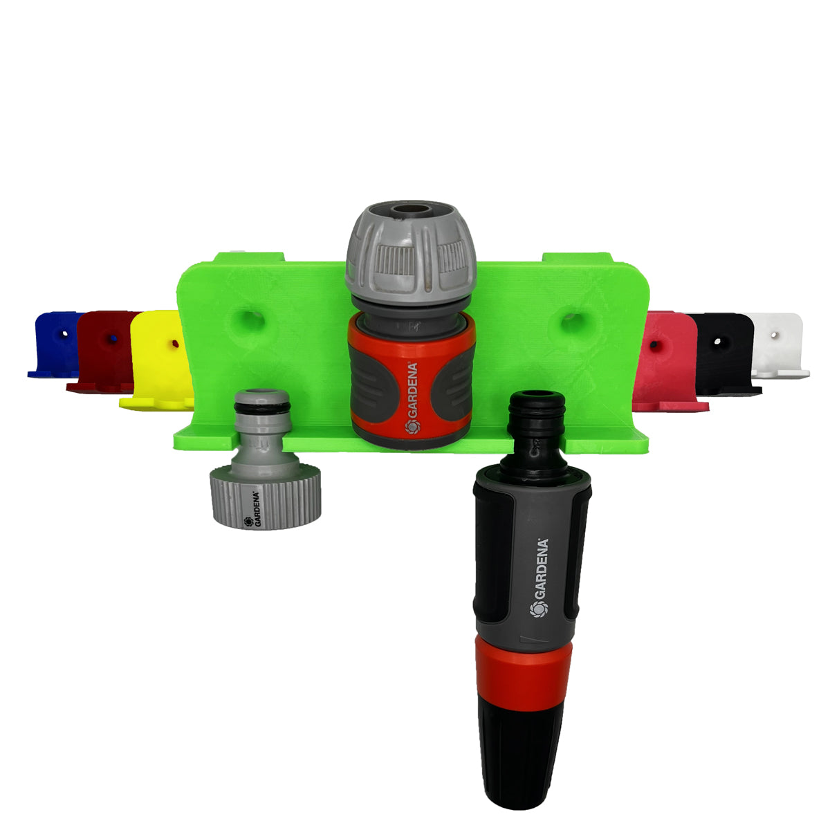 R-Satz Shop Wandhalterung passend für Gardena Schläuche - Halter für Adapter, Geräte, Spritzen usw