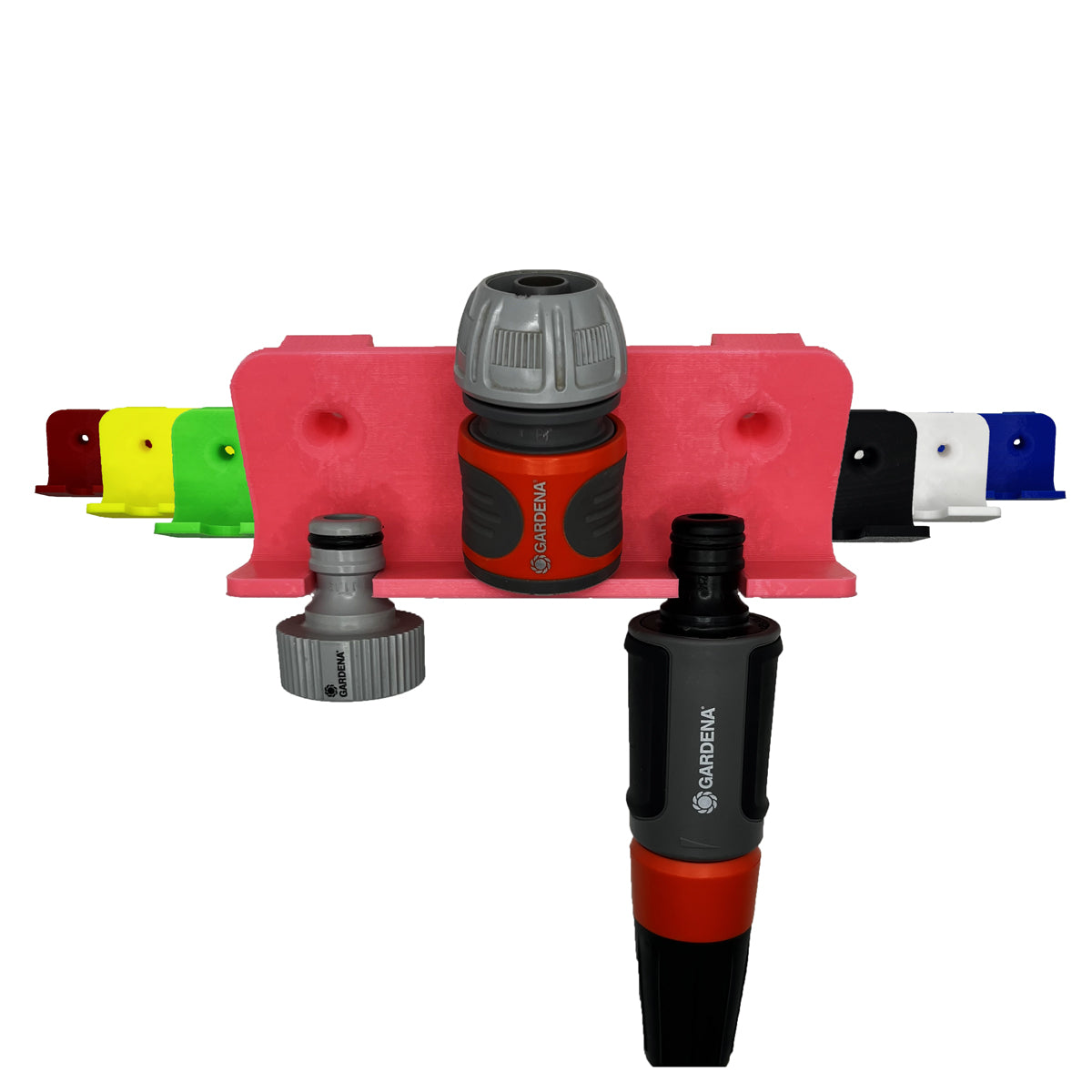 R-Satz Shop Wandhalterung passend für Gardena Schläuche - Halter für Adapter, Geräte, Spritzen usw