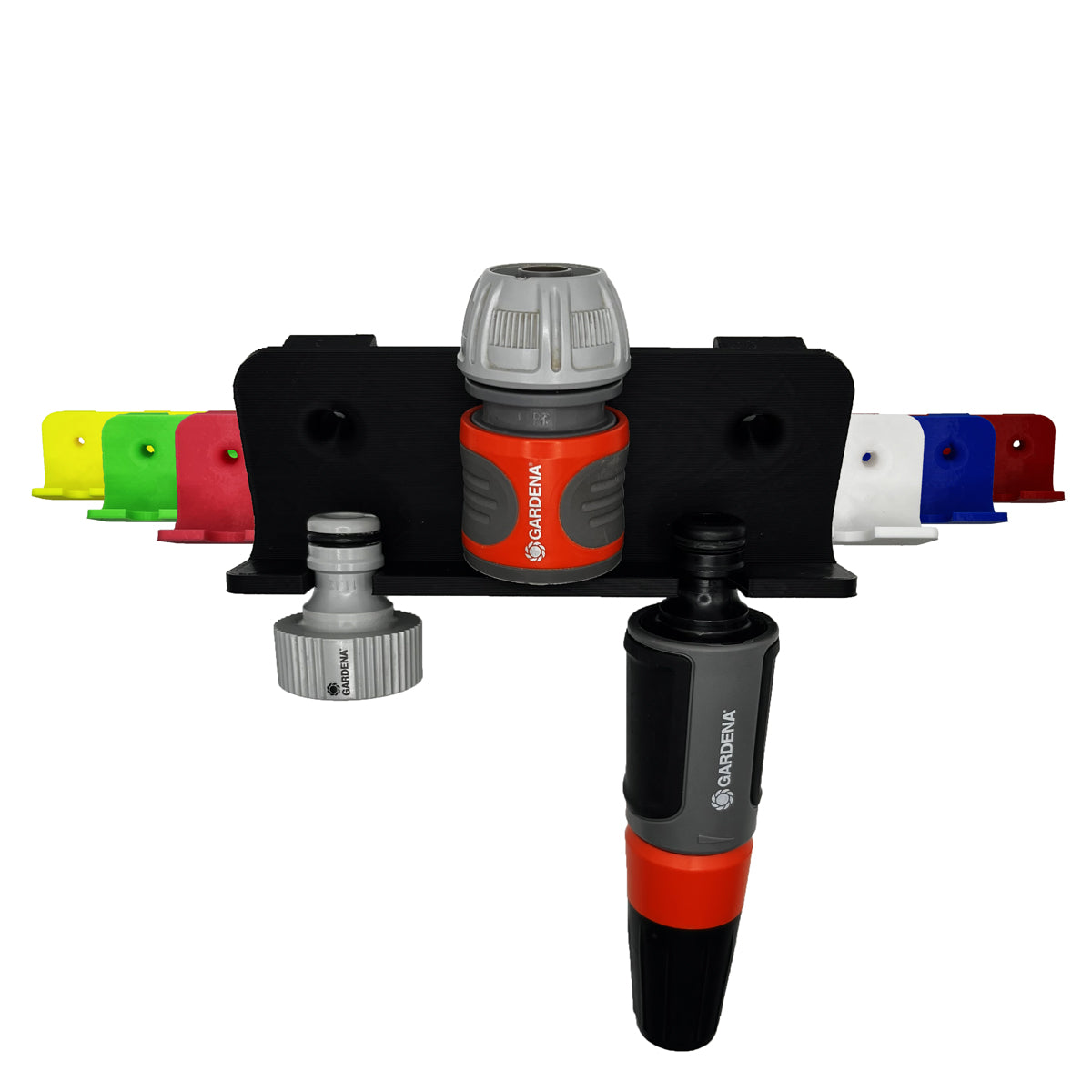 R-Satz Shop Wandhalterung passend für Gardena Schläuche - Halter für Adapter, Geräte, Spritzen usw