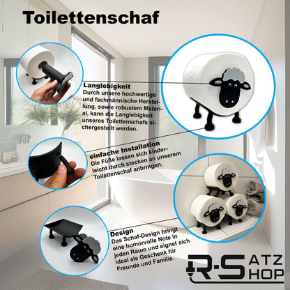 Toilettenpapierhalter Schaf für 38 und 42mm Rollen - Toilettenschaf, Toilettenpapier, Klorollenhalter, Klopapierhalter Aufbewahrung oder als Geschenk - Made by R-Satz Shop