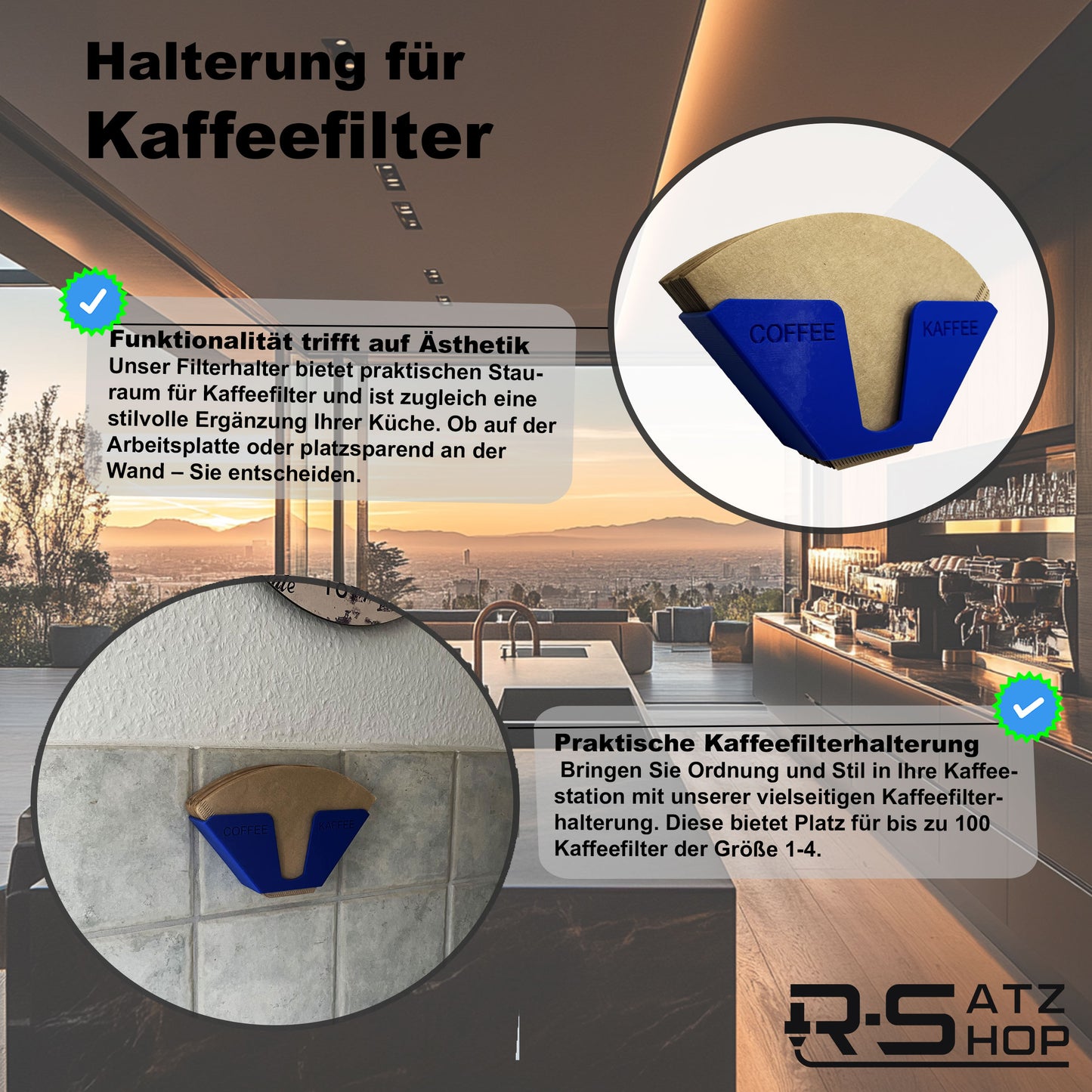 R-Satz Shop Kaffeefilterhalter Ständer für Kaffeefilter Aufbewahrung Wandhalter Papierfilter