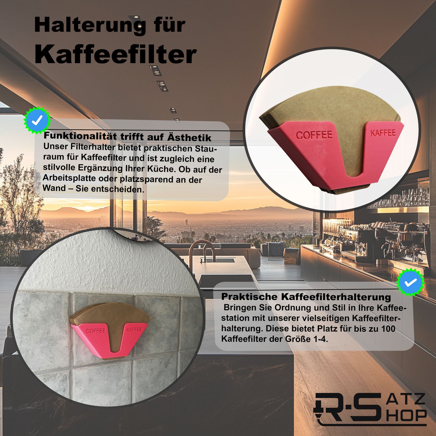 R-Satz Shop Kaffeefilterhalter Ständer für Kaffeefilter Aufbewahrung Wandhalter Papierfilter