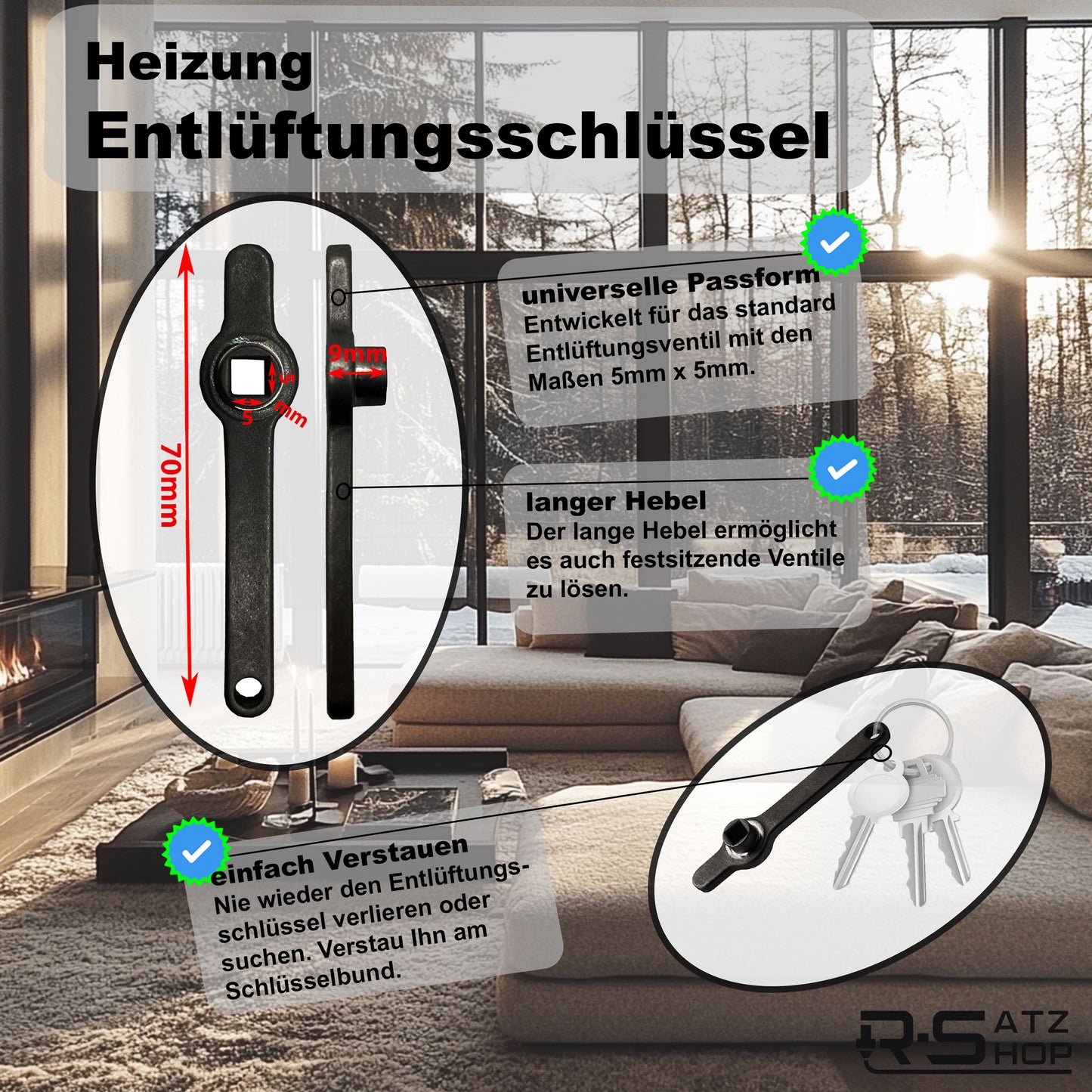 Edelstahl Entlüftungsschlüssel für Heizkörper