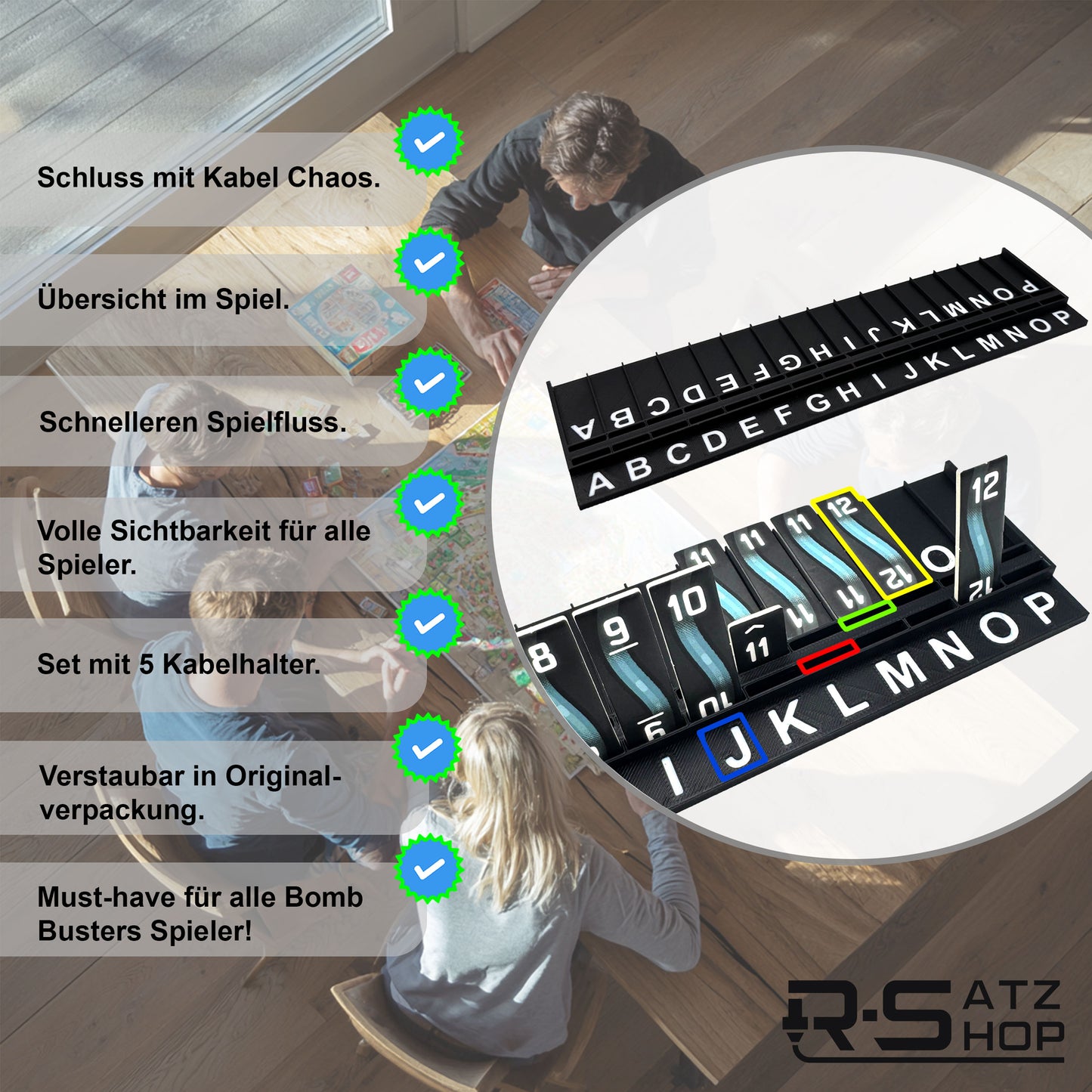 Kabelhalter passend für Bomb Busters – 5 Stück Organizer für Kabelplättchen – Kompatibel mit Spiel des Jahres 2025 - Praktisches Erweiterungs-Upgrade