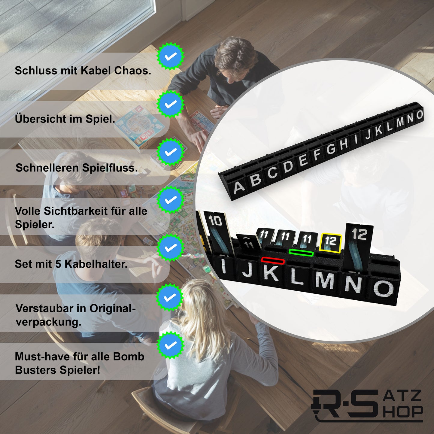Kabelhalter passend für Bomb Busters – 5 Stück Organizer für Kabelplättchen – Kompatibel mit Spiel des Jahres 2025 - Praktisches Erweiterungs-Upgrade
