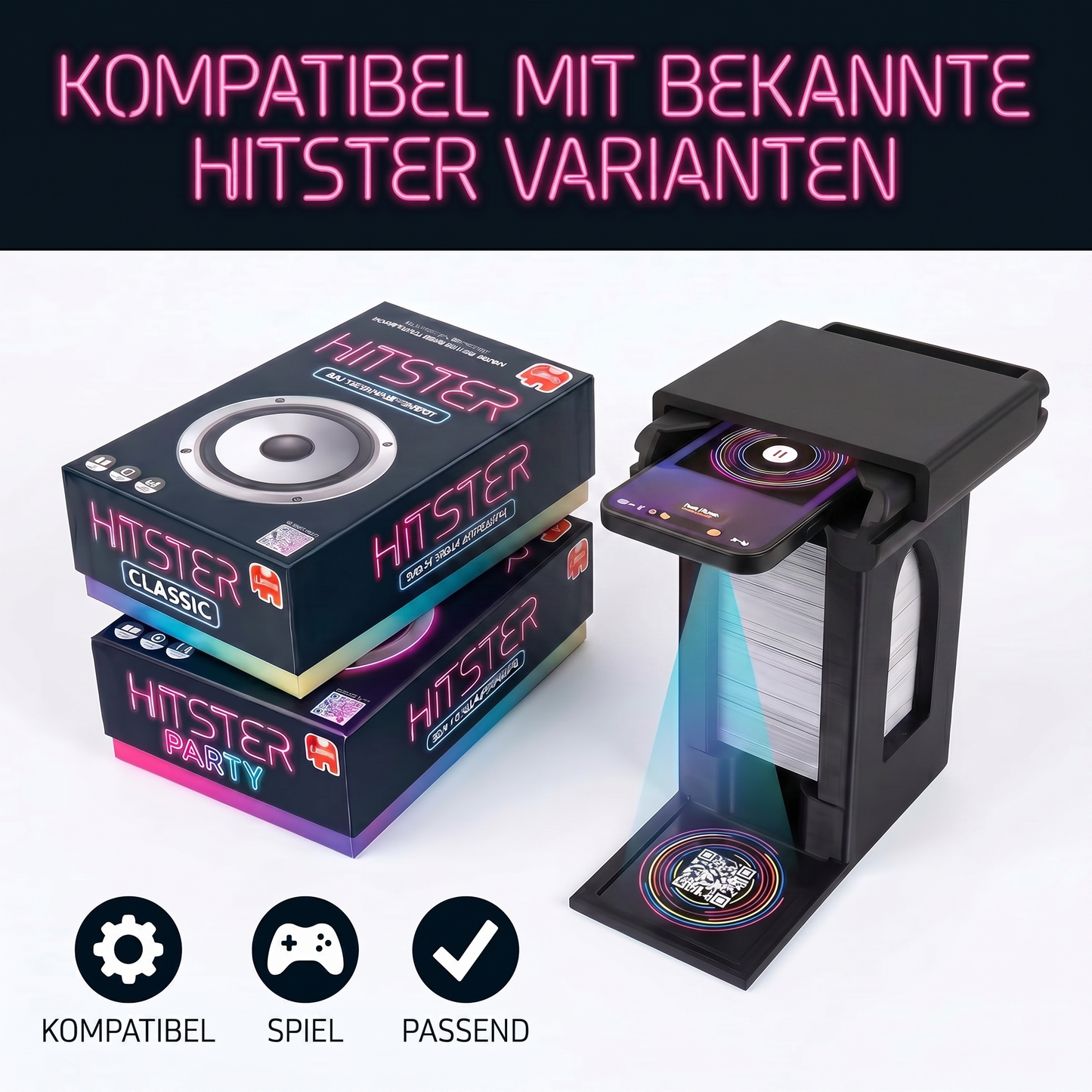 Hitster Turm – Handyhalterung & Kartenhalter passend für Hitster