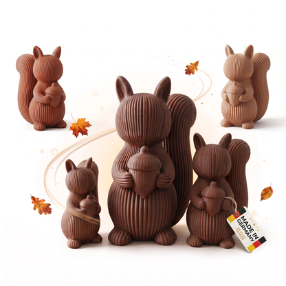 Eichhörnchen Deko 3er-Set – Scandi & Japandi Dekofiguren in Beige, Elfenbein & Braun | Moderne Herbstdeko für Tisch, Regal & Fensterbank