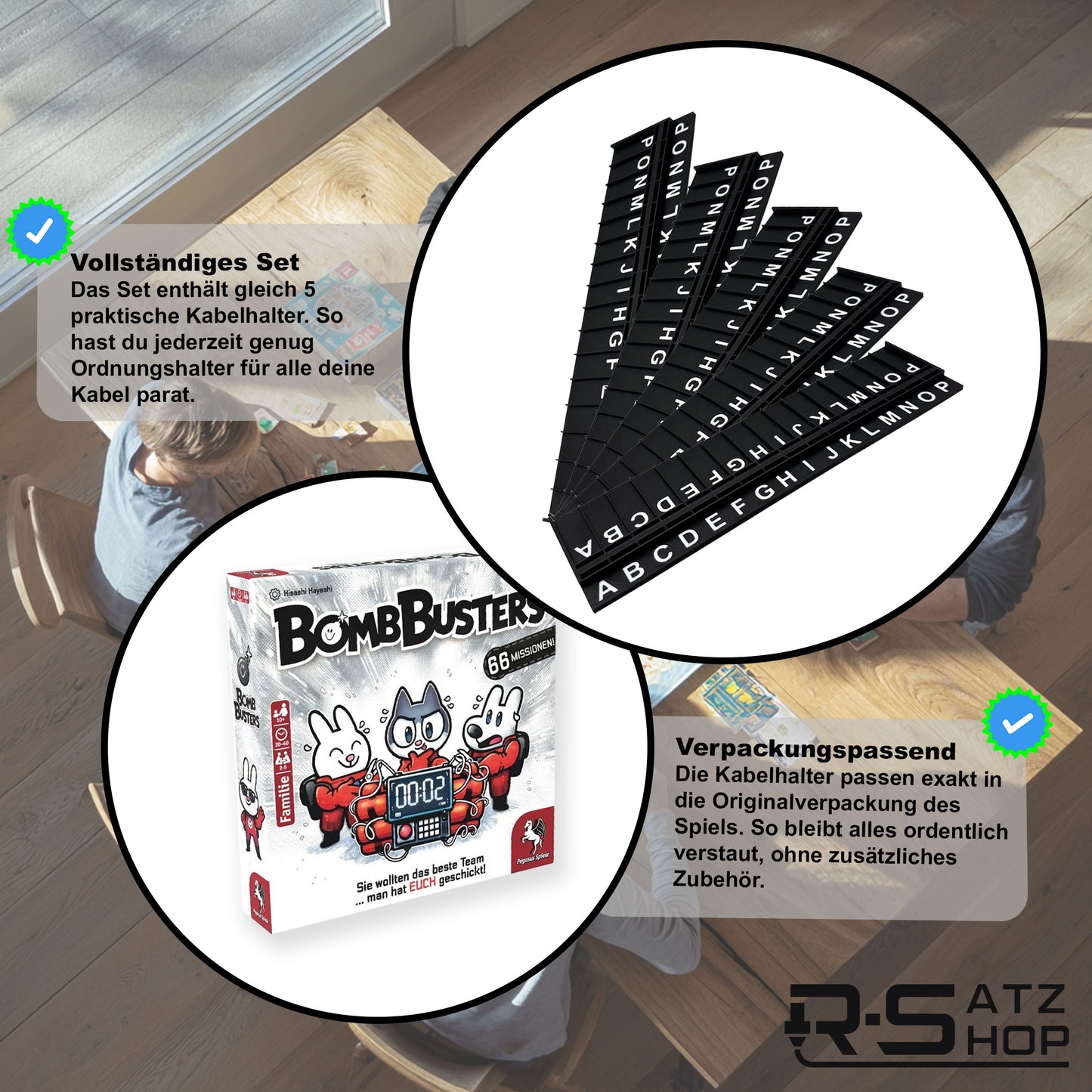 Kabelhalter passend für Bomb Busters – 5 Stück Organizer für Kabelplättchen – Kompatibel mit Spiel des Jahres 2025 - Praktisches Erweiterungs-Upgrade